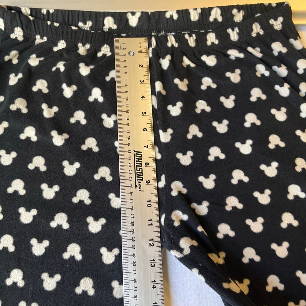 Disney Women Fleece Pants size L Black with White MickeyMouse Logo Elastic Waist - Picture 5 of 9